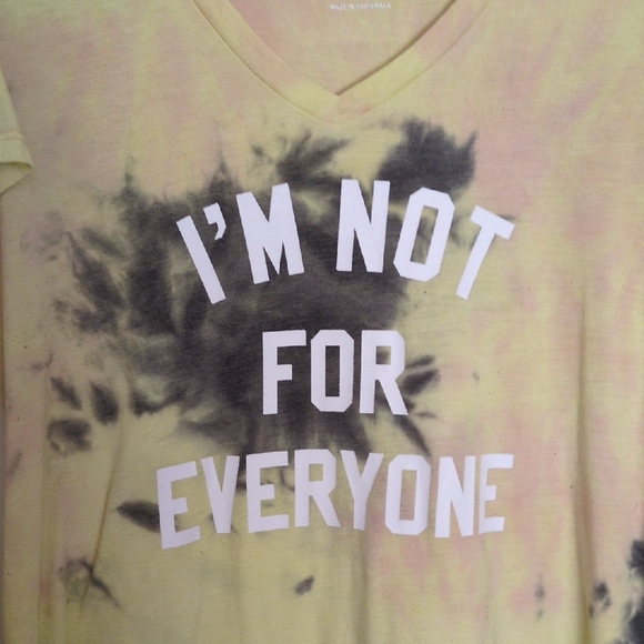 Torrid Tie-Dye V-Neck Tee I'M NOT FOR EVERYONE graphic - Yellow and Black - Picture 3 of 7